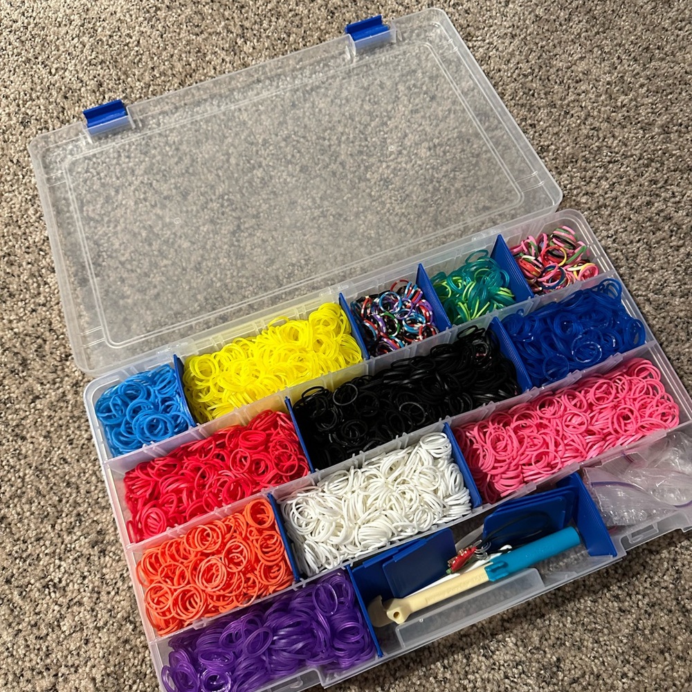 Blue and Yellow Storage Organizer with Multiple Compartments Silly Bands